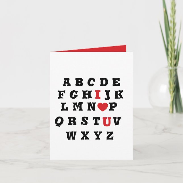 Cartes Pour Fêtes Annuelles Saint-Valentin 2026 alphabet je t'aime (Devant)
