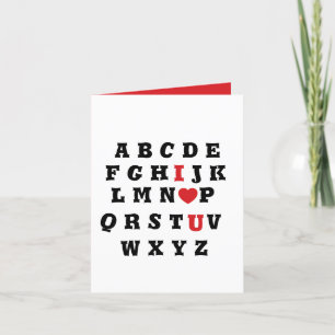 Cartes Pour Fêtes Annuelles Saint-Valentin 2026 alphabet je t'aime