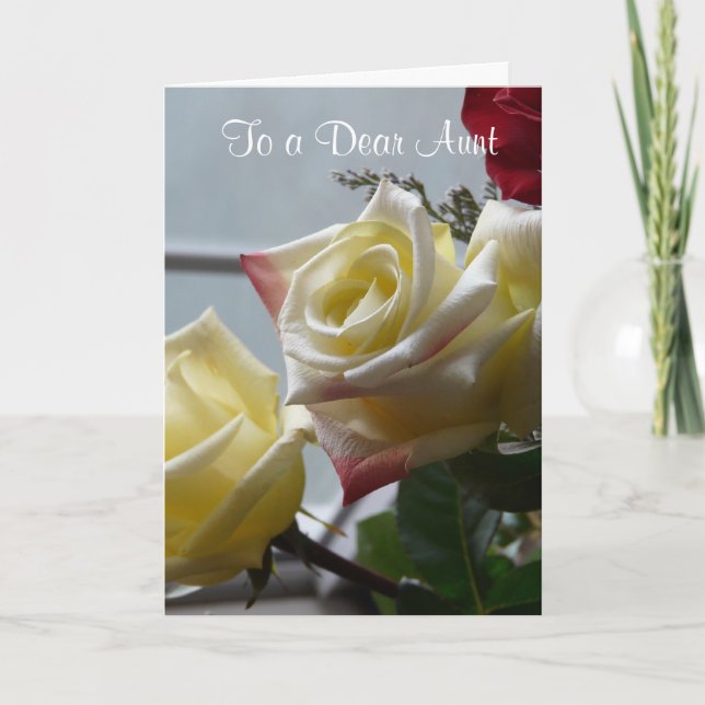 Cartes Pour Fêtes Annuelles Saint-Valentin/À une chère tante-roses jaunes (Devant)