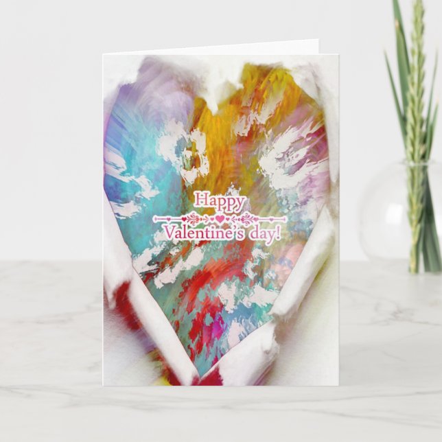 Cartes Pour Fêtes Annuelles Saint Valentin Abstrait coeur déchiré (Devant)
