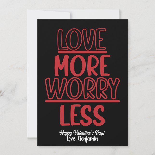 Cartes Pour Fêtes Annuelles Saint-Valentin Amour Plus Préoccupation Moins (Devant)
