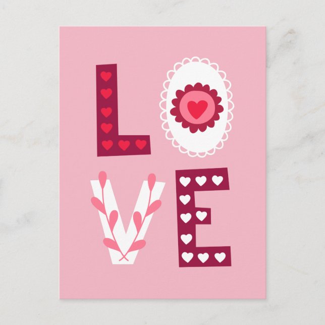 Cartes Pour Fêtes Annuelles Saint Valentin Amour Stencil Mini Coeurs et dentel (Devant)