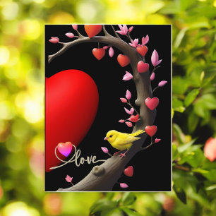Cartes Pour Fêtes Annuelles Saint Valentin avec oiseau canari