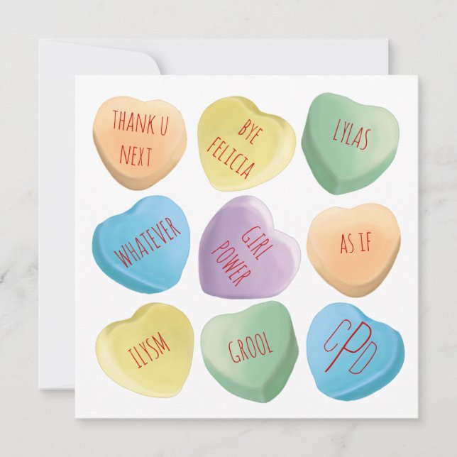 Cartes Pour Fêtes Annuelles Saint Valentin bonbons coeur conversation (Devant)