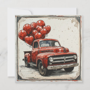 Cartes Pour Fêtes Annuelles Saint Valentin Camion Rouge : Affection Rouge