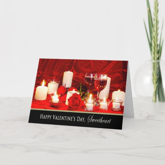 Cartes Pour Fêtes Annuelles Saint Valentin - Chérie - Vin et Rose (Devant)