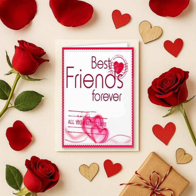 Cartes Pour Fêtes Annuelles Saint-Valentin Cœur d'Amitié Rose Rouge Joyeux (Créateur téléchargé)