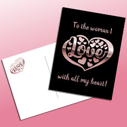 Cartes Pour Fêtes Annuelles Saint Valentin coeur d'amour rose métallique or ro