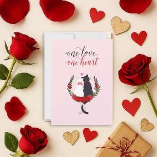 Cartes Pour Fêtes Annuelles Saint-Valentin cœur de chat rose