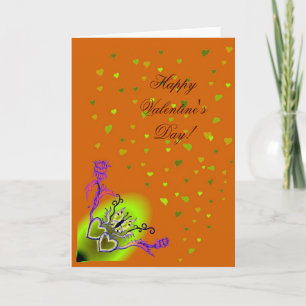 Cartes Pour Fêtes Annuelles Saint Valentin - coeur et papillon sur arc-en-ciel