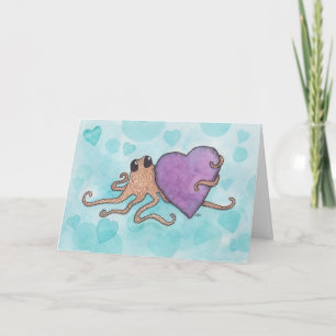 Cartes Pour Fêtes Annuelles Saint Valentin Coeur Octopus