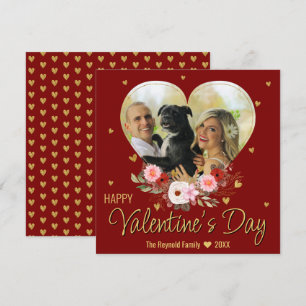 Cartes Pour Fêtes Annuelles Saint-Valentin Cœur Or Photo Paillettes Cœurs