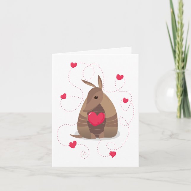 Cartes Pour Fêtes Annuelles Saint Valentin Coeur Texas Armadillo (Devant)