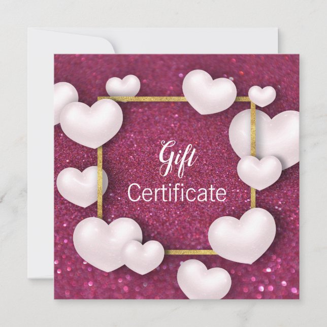 Cartes Pour Fêtes Annuelles Saint Valentin Coeurs blancs - Certificat cadeau (Devant)