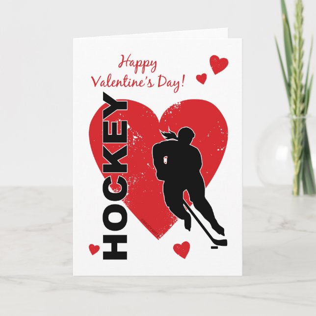 Cartes Pour Fêtes Annuelles Saint-Valentin Coeurs de hockey (femme) (Devant)
