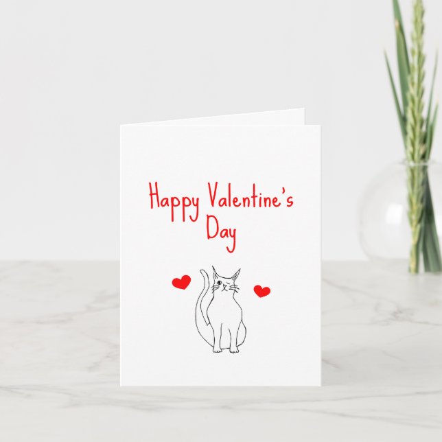Cartes Pour Fêtes Annuelles Saint-Valentin Cœurs Rouges Chat Mignon   (Devant)