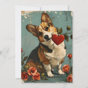Cartes Pour Fêtes Annuelles Saint-Valentin Corgi vintage