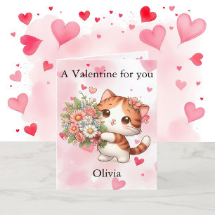 Cartes Pour Fêtes Annuelles Saint Valentin Cute Kitten Ajouter Nom de l'enfant
