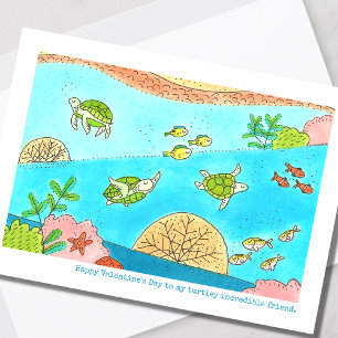 Cartes Pour Fêtes Annuelles Saint-Valentin de la tortue de mer