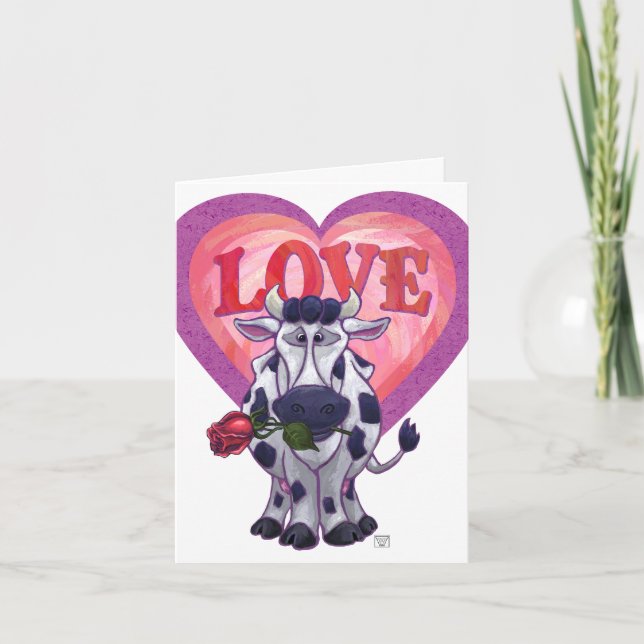 Cartes Pour Fêtes Annuelles Saint Valentin de la vache (Devant)