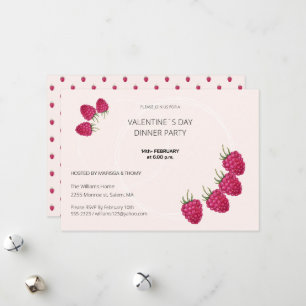 Cartes Pour Fêtes Annuelles Saint Valentin`Dîner de fête aquarelle framboise