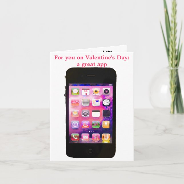 Cartes Pour Fêtes Annuelles Saint-Valentin drôle avec l'iPhone $$etAPP (Devant)