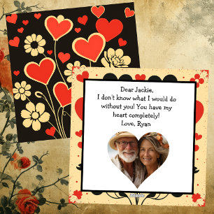 Cartes Pour Fêtes Annuelles Saint-Valentin Fleurs Rouges Personnalisées Vintag