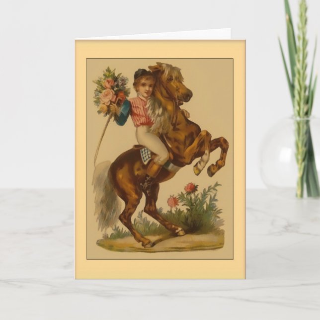 Cartes Pour Fêtes Annuelles Saint-Valentin-garçon en cheval (Devant)