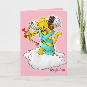Cartes Pour Fêtes Annuelles Saint-Valentin Gingembre Chat cupide Jaune