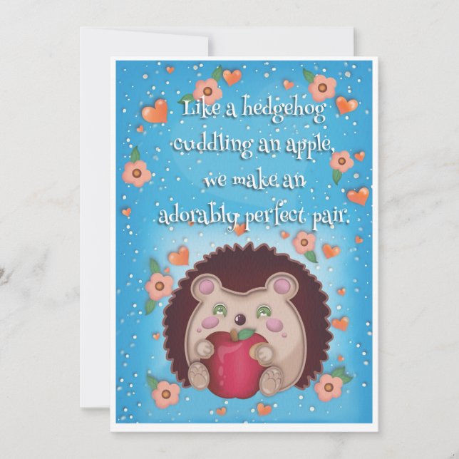 Cartes Pour Fêtes Annuelles Saint-Valentin hérisson  (Devant)