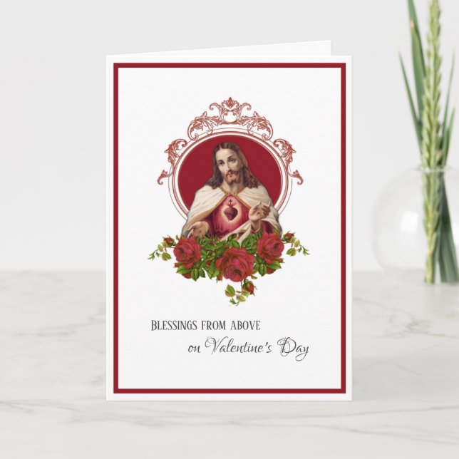 Cartes Pour Fêtes Annuelles Saint Valentin Jésus catholique Sacré Coeur (Devant)