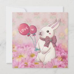 Cartes Pour Fêtes Annuelles Saint Valentin : Lapin & Fleurs