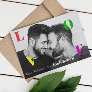 Cartes Pour Fêtes Annuelles Saint-Valentin LGBT personnalisé avec photo et mon