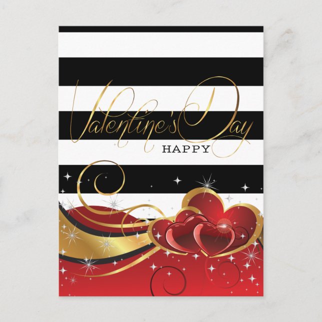 Cartes Pour Fêtes Annuelles Saint-Valentin luxe rayé (Devant)