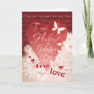 Cartes Pour Fêtes Annuelles Saint Valentin, mari. Grand Coeur Rouge/Fleurs