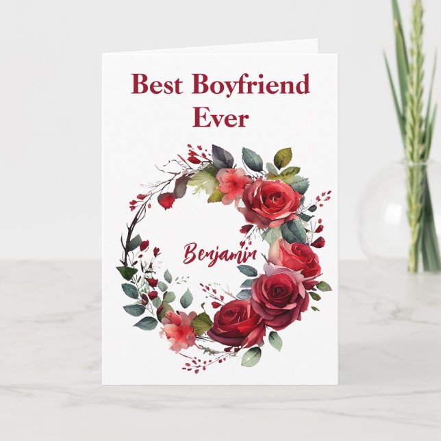 Cartes Pour Fêtes Annuelles Saint Valentin meilleur petit ami jamais floral (Devant)