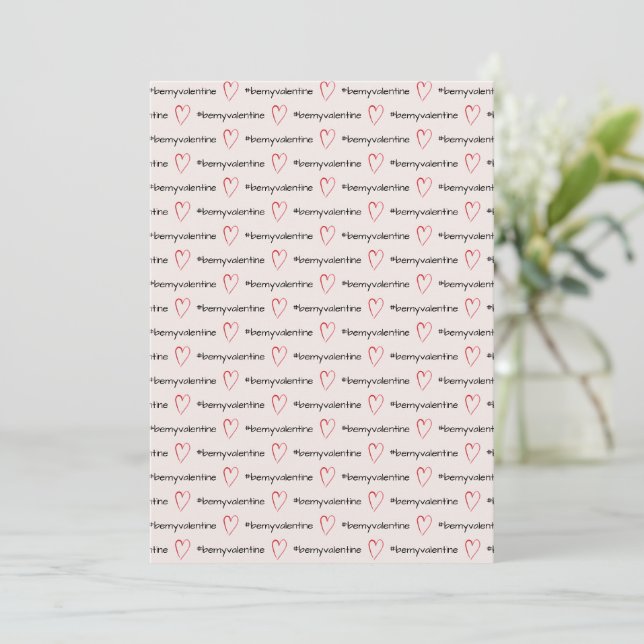 Cartes Pour Fêtes Annuelles Saint-Valentin Minimal Coeurs Roses (Debout devant)