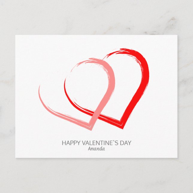 Cartes Pour Fêtes Annuelles Saint Valentin moderne`s Red Pink Hearts élégant (Devant)