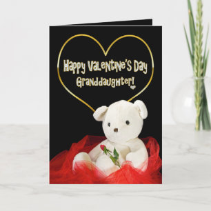 Cartes Pour Fêtes Annuelles Saint-Valentin - Ours en peluche GRANDAUGHTER/Rose