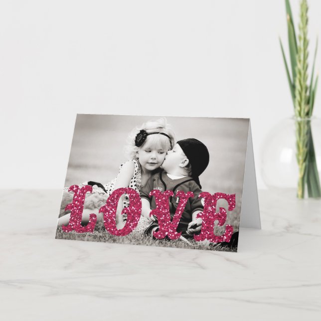 Cartes Pour Fêtes Annuelles Saint Valentin parties scintillant LOVE Photo (Devant)