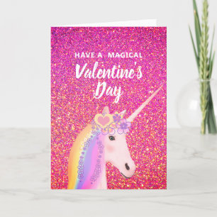Cartes Pour Fêtes Annuelles Saint Valentin Parties scintillant rose Unicorn En