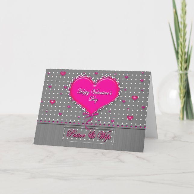 Cartes Pour Fêtes Annuelles Saint Valentin Pasteur/épouse - Grey/Rose/Polka Do (Devant)
