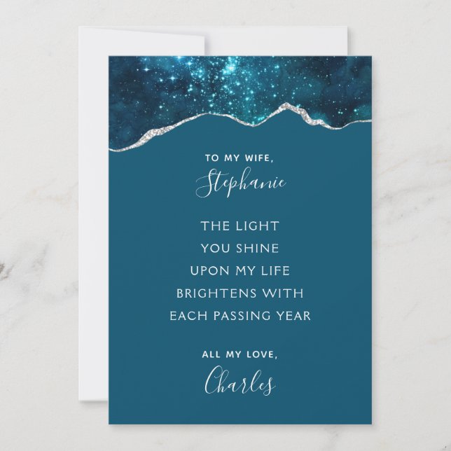 Cartes Pour Fêtes Annuelles Saint-Valentin poème romantique Galaxie Turquoise (Devant)