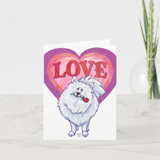Cartes Pour Fêtes Annuelles Saint Valentin Poméranie Blanche (Devant)