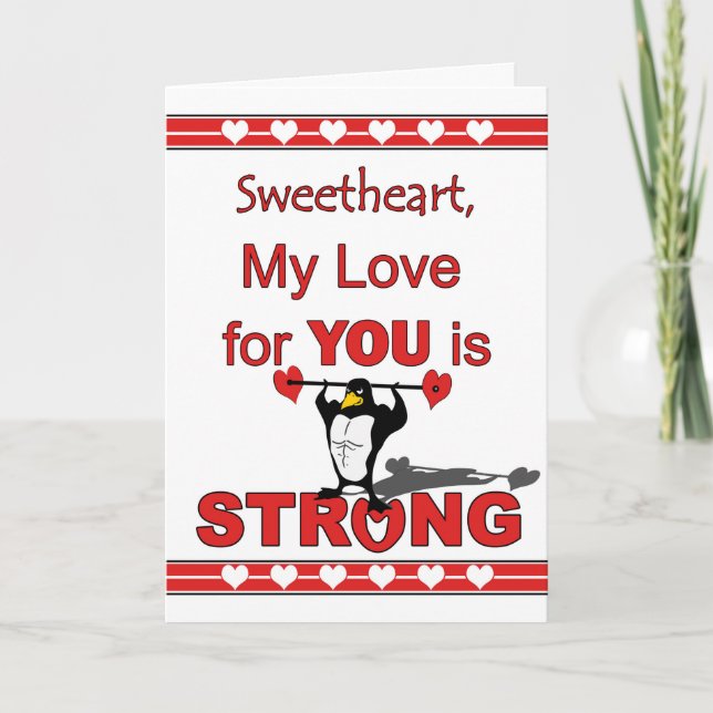 Cartes Pour Fêtes Annuelles Saint Valentin pour amour, pingouin et poids (Devant)