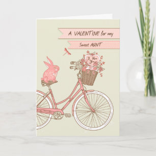 Cartes Pour Fêtes Annuelles Saint-Valentin pour la tante, bicyclette, lapin