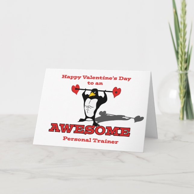Cartes Pour Fêtes Annuelles Saint-Valentin pour un formateur personnel, Pengui (Devant)