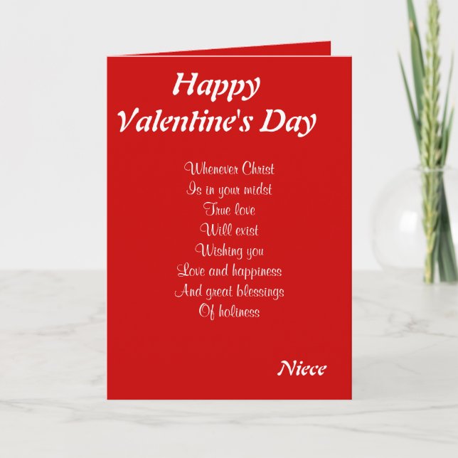 Cartes Pour Fêtes Annuelles Saint Valentin religieuse nièce (Devant)