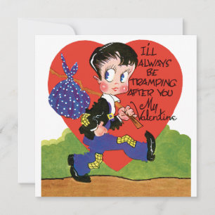 Cartes Pour Fêtes Annuelles Saint-Valentin rétro, cœur de garçon vagabond vint