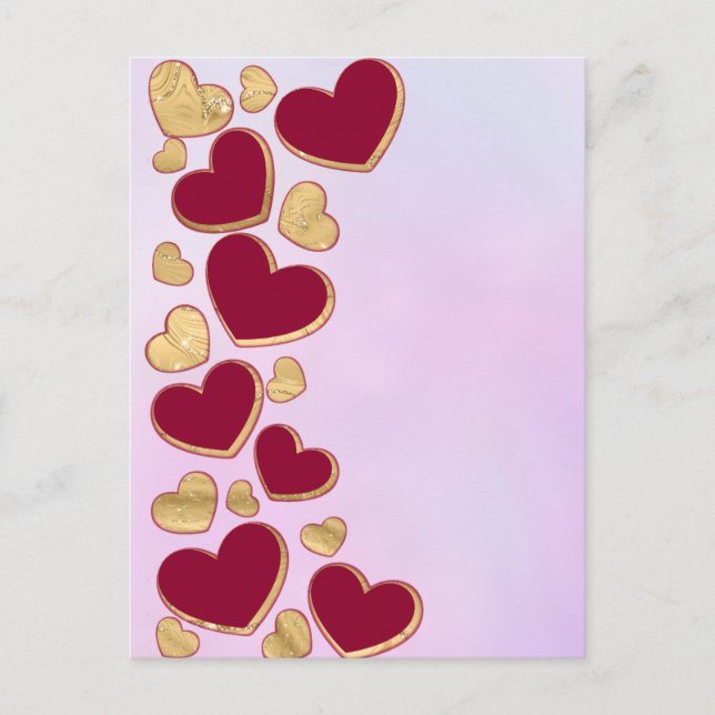 Cartes Pour Fêtes Annuelles Saint-Valentin romantique | Coeur Bourgogne et Or (Devant)